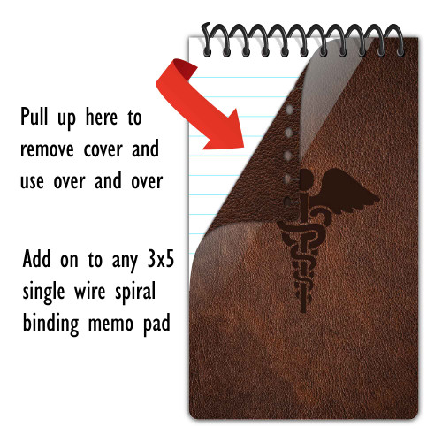 Brown Leather Pattern w/ Icon Heavy Duty 3x5 Notepad