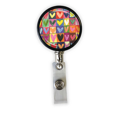 Drawn Hearts Heavy Duty Steel Cord Badge Reel