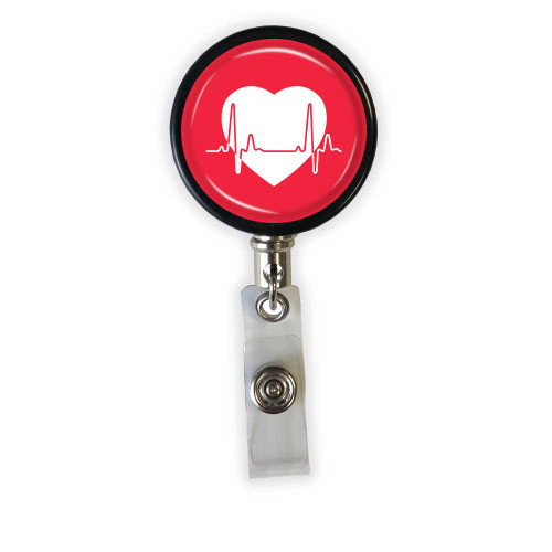 Heart EKG Heavy Duty Steel Cord Badge Reel