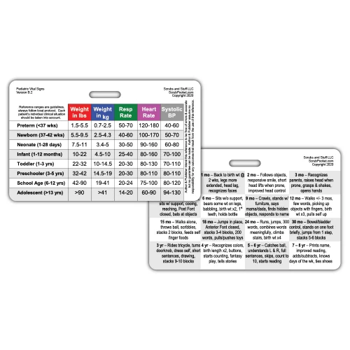 Pediatric Vital Signs & Developmental Milestones Badge Card