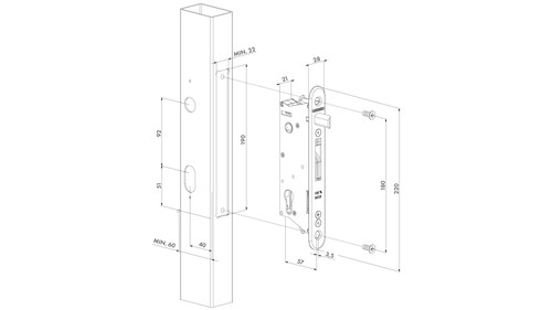 Locinox Sixtylock - Insert Gate Lock 60mm Profile Only