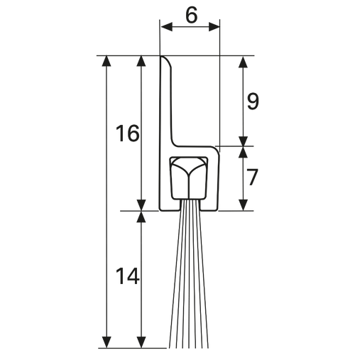 "H" Profile Brush Strip - 2100mm