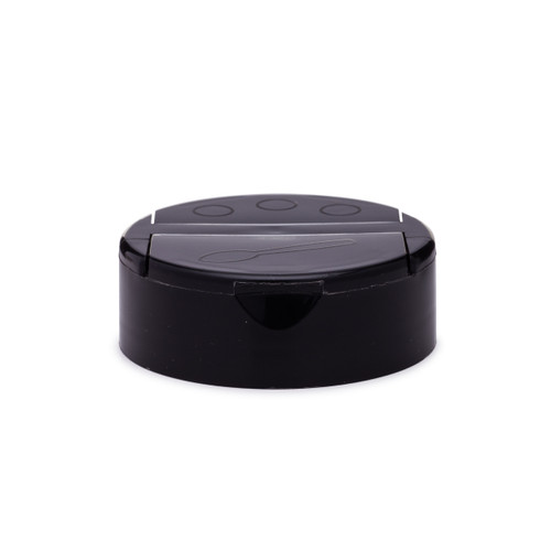 53-485 BLACK PP - POLYPROPYLENE SPOON & SIFT CAPS PRESSURE SENSITIVE PRINTED 850 CS(332019)