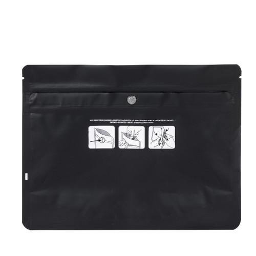 8 x 6 x 2.63 BLACK WITH ROUND CORNERS CHILD RESISTANT (CR) POUCH PRINTED WITH DYMAPAK LOGO DRAWING NO: SC-800600BLK(332992)