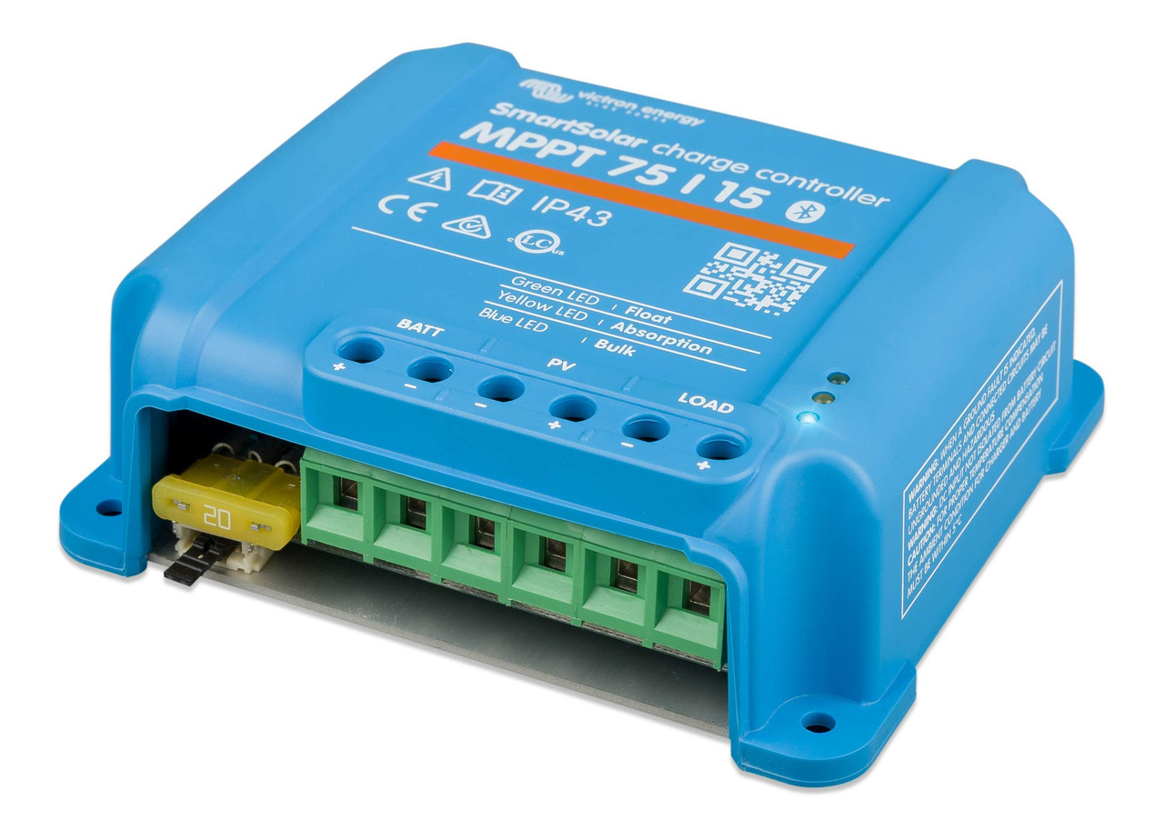 Victron Energy SmartSolar MPPT Solar Charge Controller (Bluetooth) - Charge Controllers for Solar Panels - 75V, 15 amp, 12/24-Volt