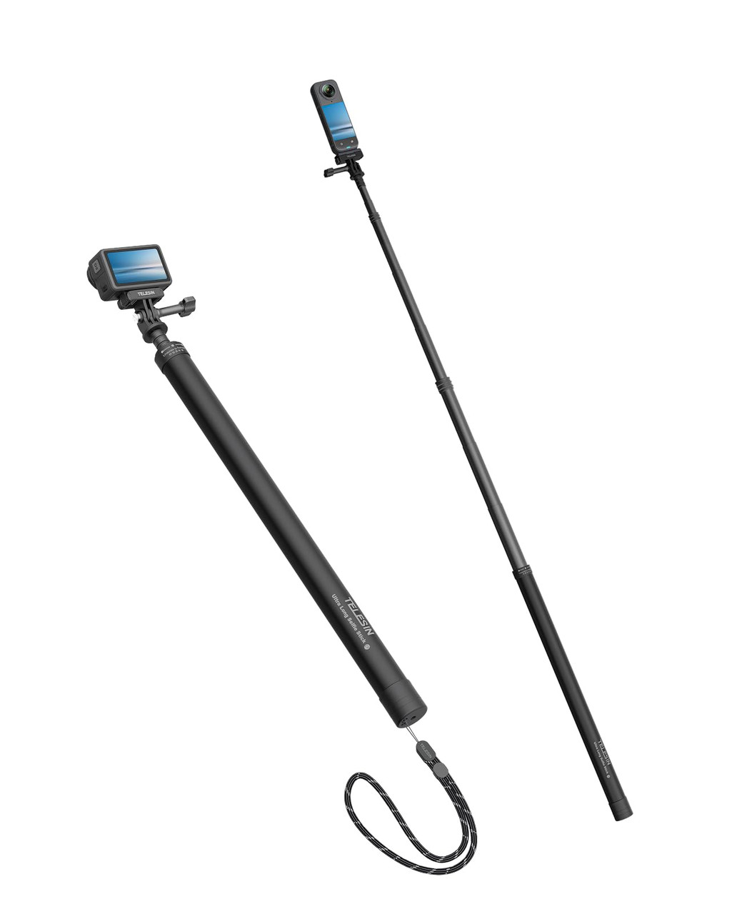 TELESIN Selfie Stick Long Pole (118"/3M),Carbon Fiber Waterproof Dive Extension Monopod for GoPro 13 12 11 10 9 DJI Osmo 360 Action 3 4 5 Pocket 3 Insta360 X4 X5 Go 3 Ace Pro Bike Motorcycle Accessory