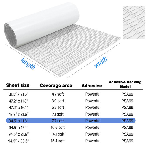HZshark EVA Foam Traction Pad Deck Grip Mat Non-Slip 94.5"X21.6" DIY Trimmable Sheet Universal for Boat Decking, Surfboard, Kayak, RV Flooring, Steps, Pool, Skimboard, SUP, Golf Cart, Car and More
