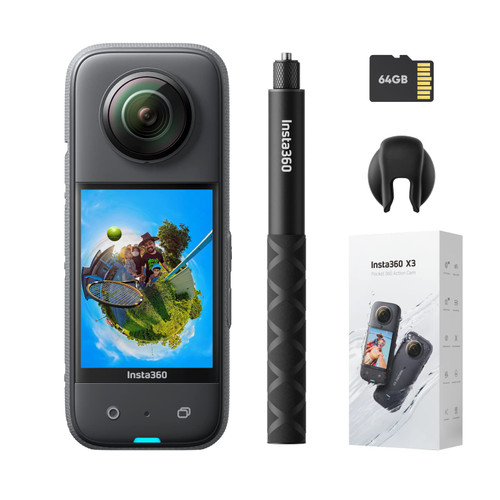 Insta360 X3 Get-Set Kit- Waterproof 360 Action Camera with 1/2" 48MP Sensors, 5.7K 360 Active HDR Video, 72MP 360 Photo, 4K Single-Lens, 60fps Me Mode, Stabilization, 2.29" Touchscreen, AI Editing Insta360 X3 Get-Set Kit- Waterproof 360 Action Camera with 1/2" 48MP Sensors, 5.7K 360 Active HDR Video, 72MP 360 Photo, 4K Single-Lens, 60fps Me Mode, Stabilization, 2.29" Touchscreen, AI Editing