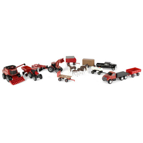 Juego de Valor de 20 Piezas de Tractor y Vehículos Case IH para Granja de Juguete a Escala 1/64