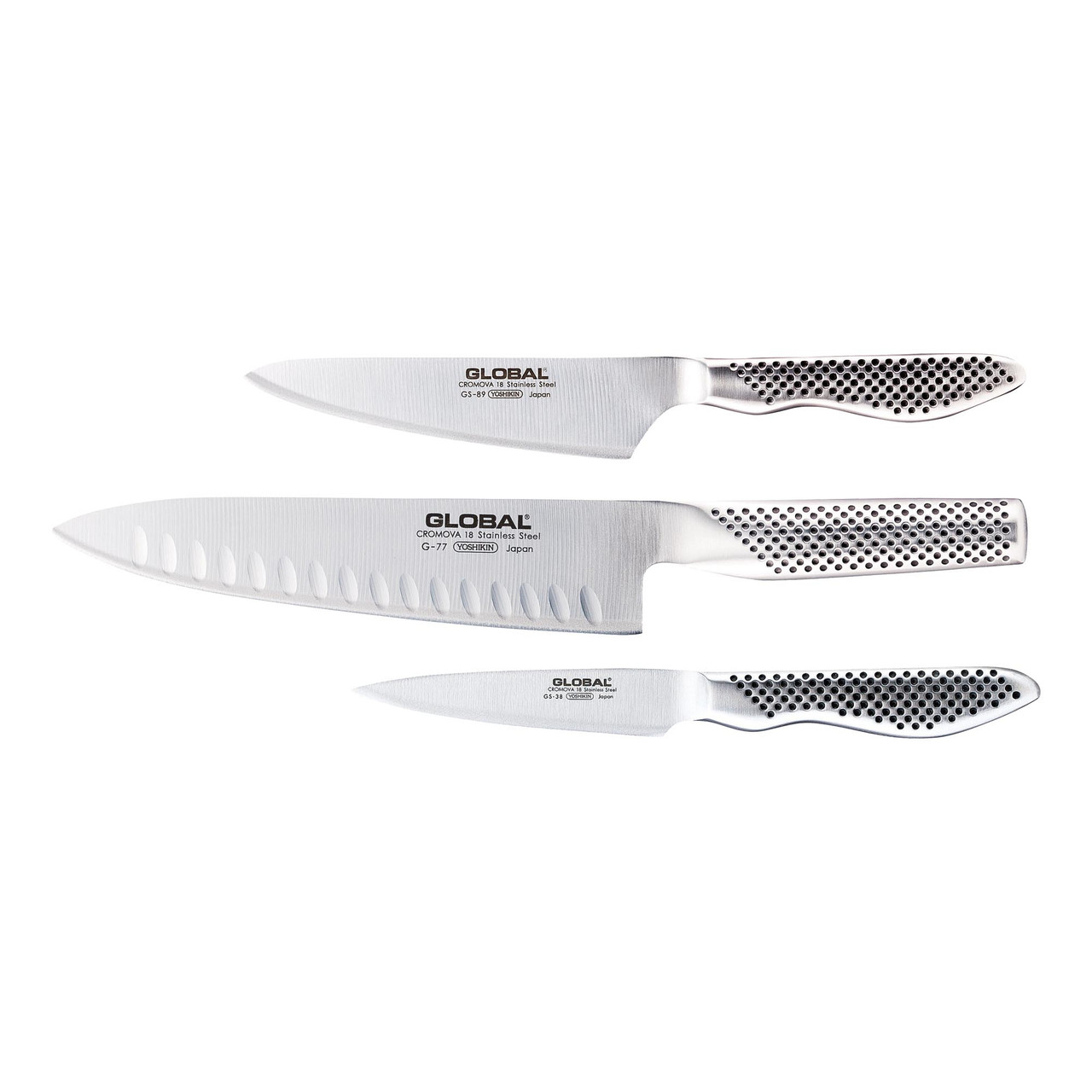 Classic 3 Piece Knife Set with Fluted Cooks Knife - Global Knives Australia