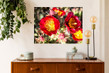 Red Staghorn Cholla Flowers on wall