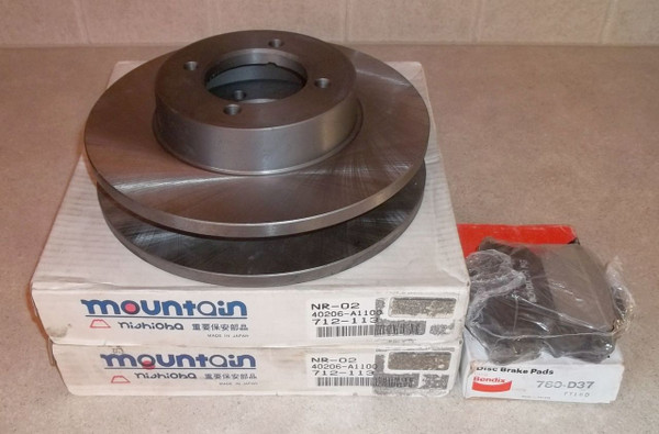 X Mountain Japan Front Brake Rotor 1-Pair Includes Pads Datsun 68-73 ...