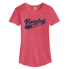 'Rugby Mom" Ladies-Cut Tee, Heathered Red