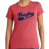 'Rugby Mom" Ladies-Cut Tee, Heathered Red