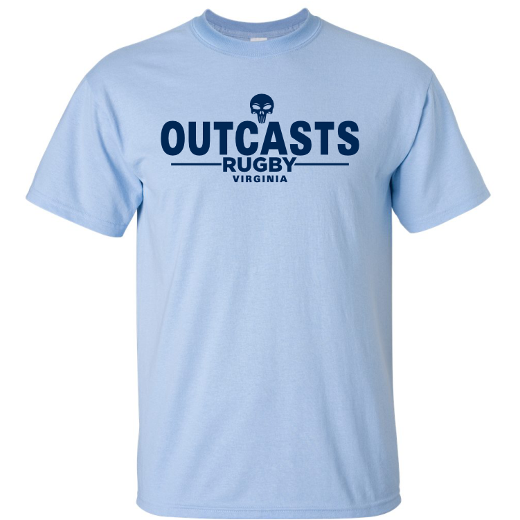 Outcasts Rugby SHORT Sleeve Cotton Tee, Light Blue