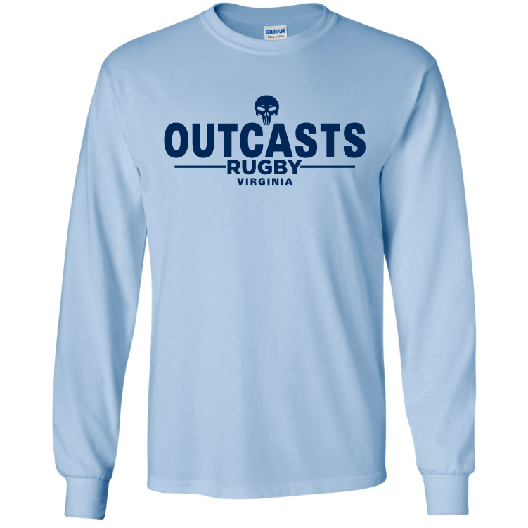 Outcasts Rugby LONG Sleeve Cotton Tee, Light Blue