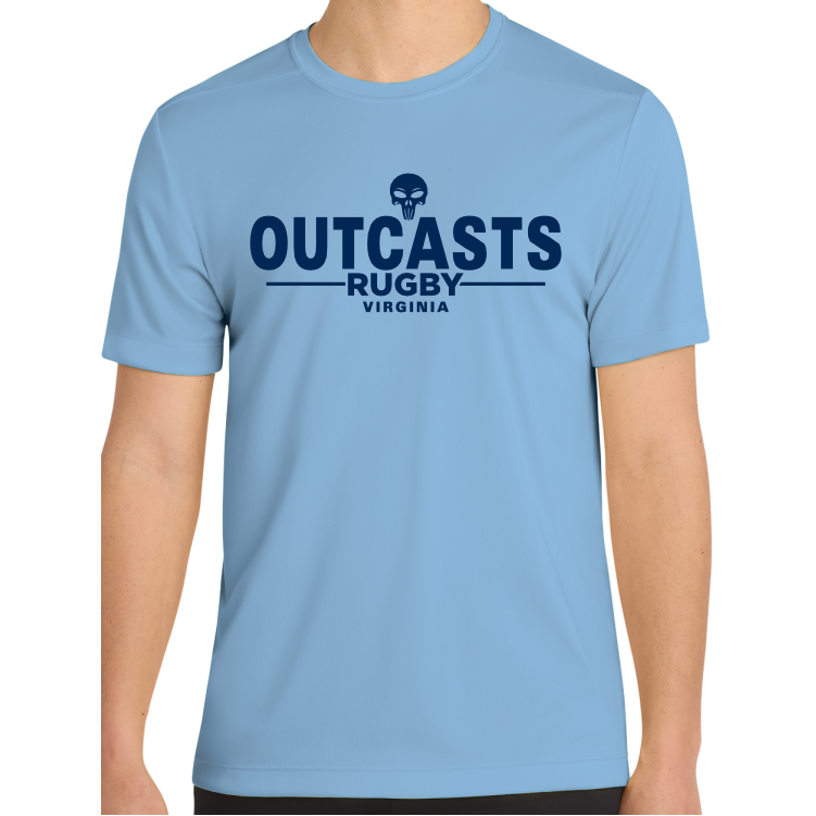 Outcasts Rugby SHORT Sleeve Performance Tee, Light Blue