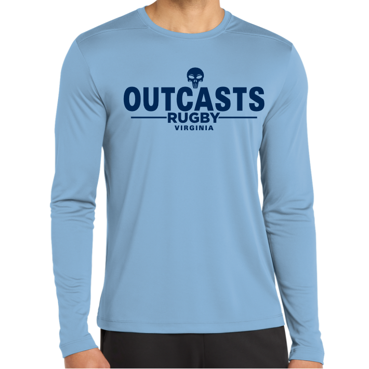 Outcasts Rugby LONG Sleeve Performance Tee, Light Blue
