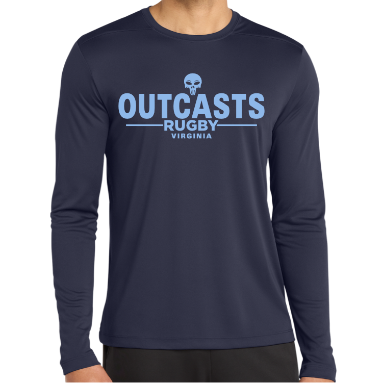 Outcasts Rugby LONG Sleeve Performance Tee, Navy
