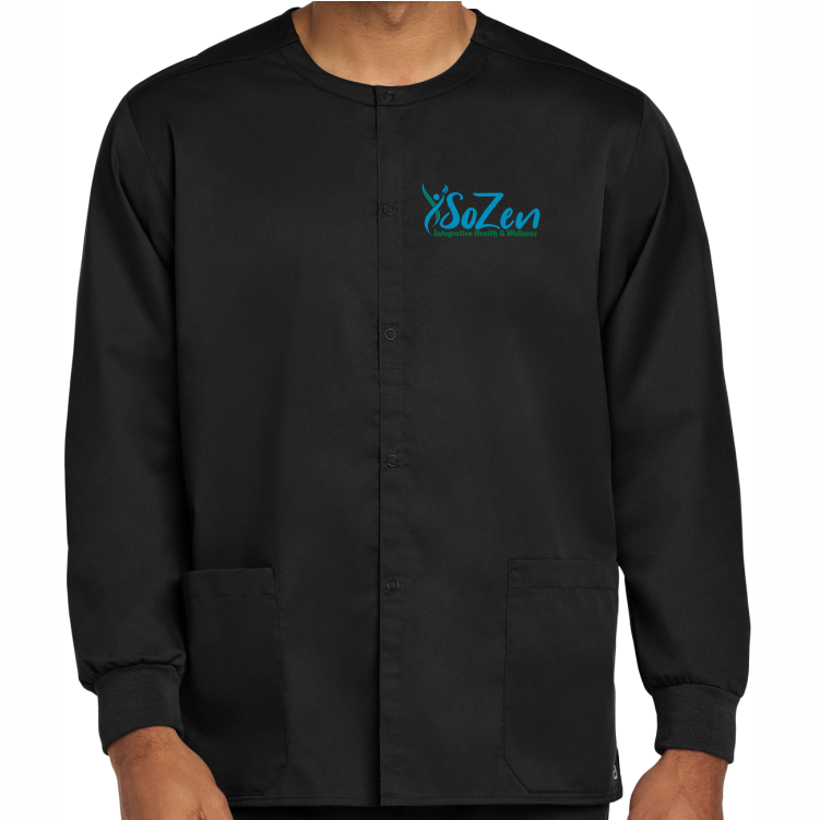 SoZen Health & Wellness Scrub Jacket, Black