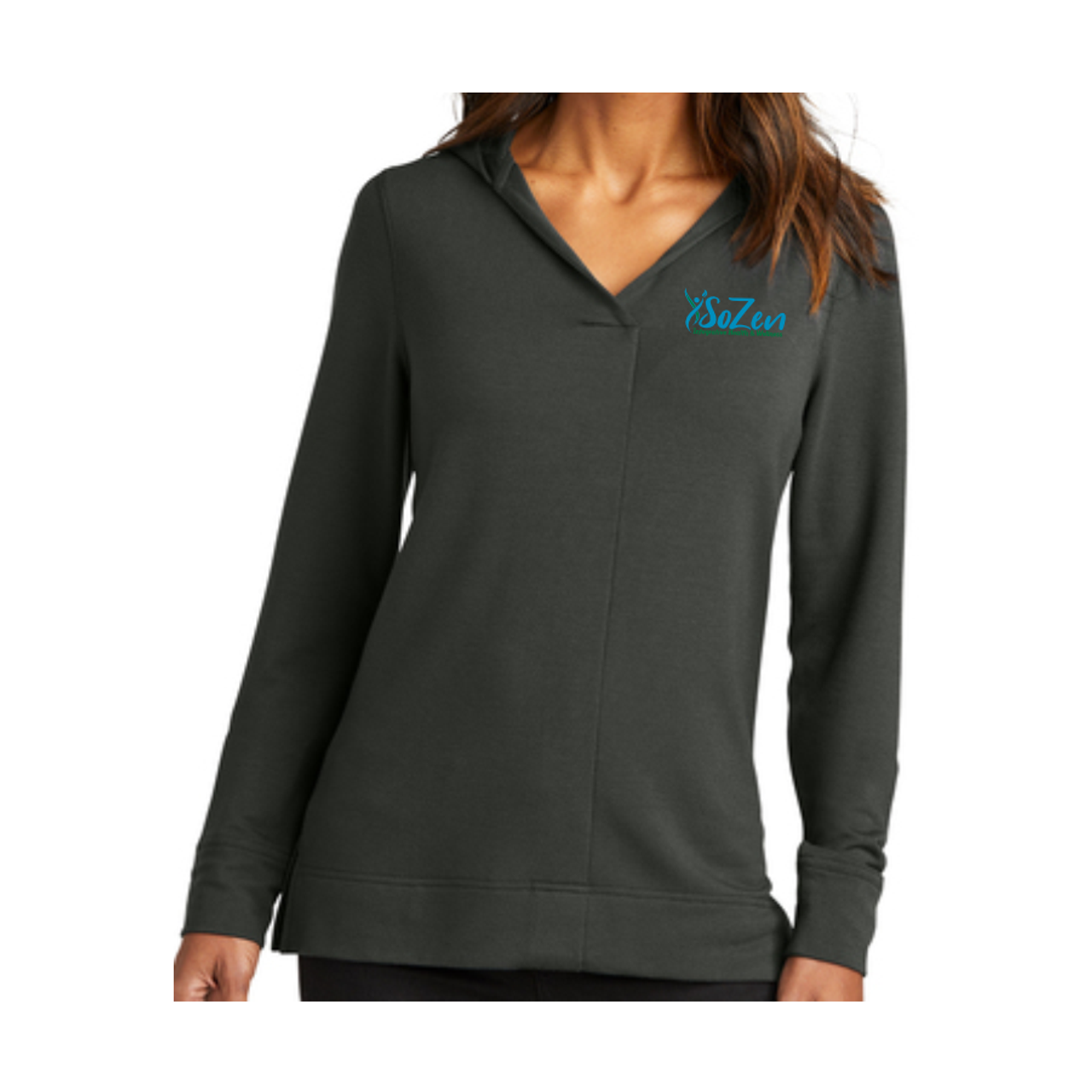 SoZen Health & Wellness Ladies Hoodie, Charcoal