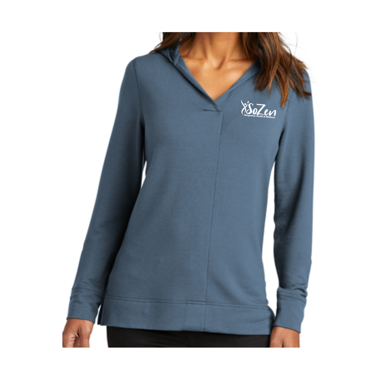 SoZen Health & Wellness Ladies Hoodie, Dusk Blue