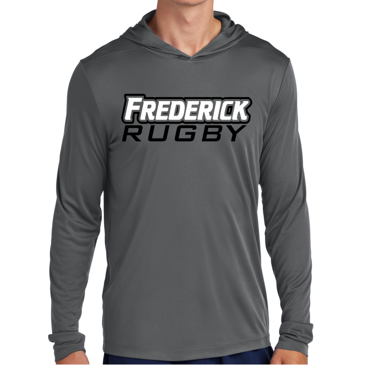 Frederick RFC Long Sleeve Hooded Performance Shirt, Gray