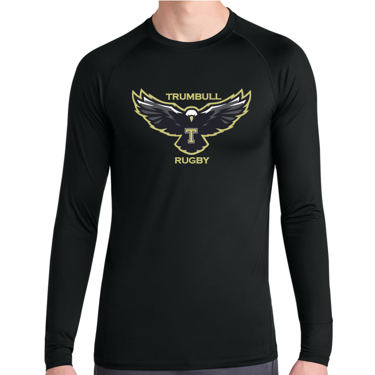 Trumbull HS Boys Rugby LS Compression Shirt, Black