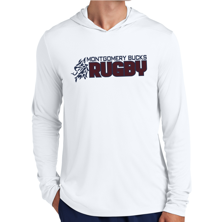 MB Rugby Hooded LS Performance Tee, White