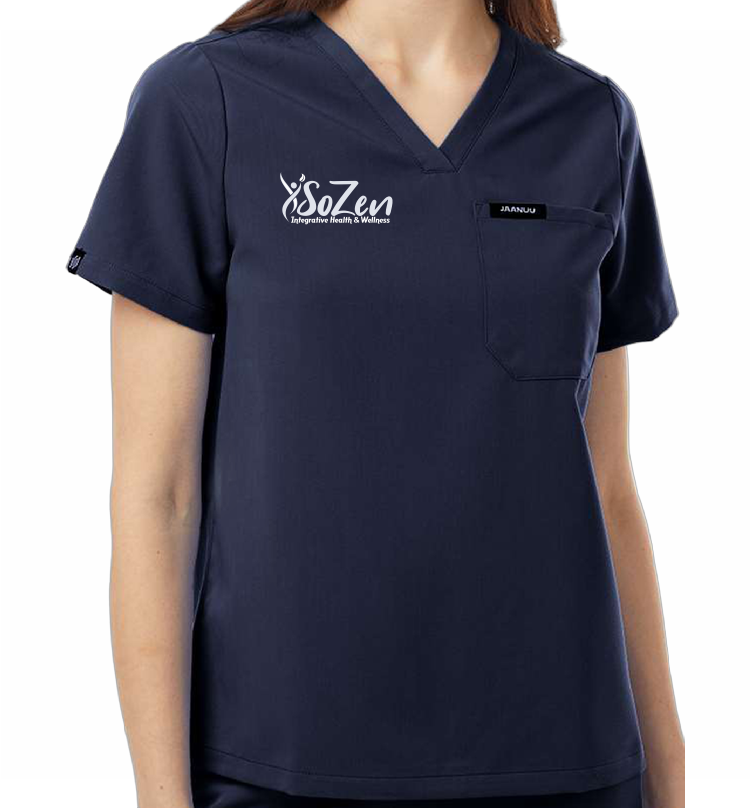 SoZen Health & Wellness Scrub Top, Navy