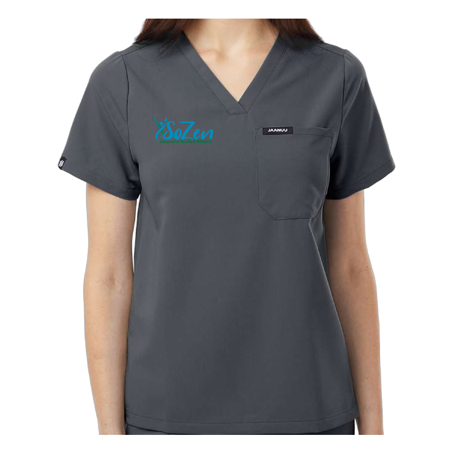SoZen Health & Wellness Scrub Top, Gray