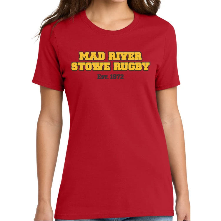 Mad River Stowe RFC Ladies Cut Cotton Tee, Red