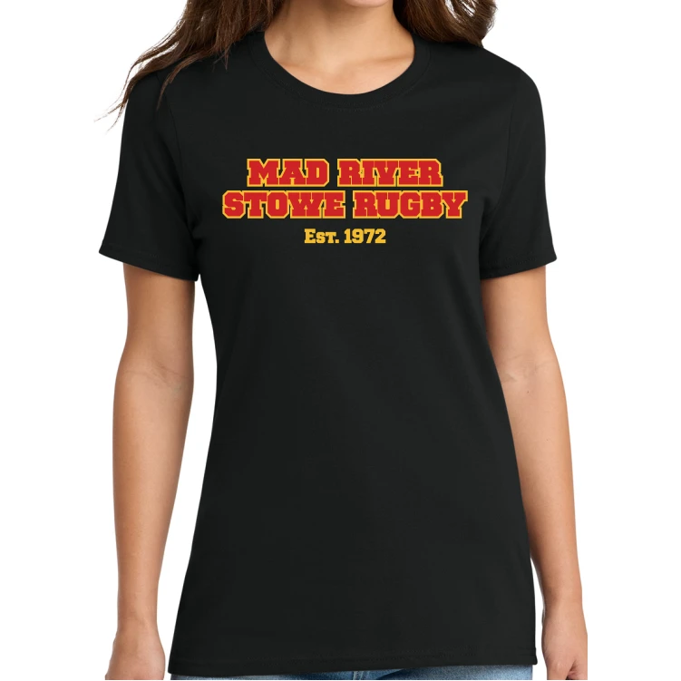 Mad River Stowe RFC Ladies Cut Cotton Tee, Black