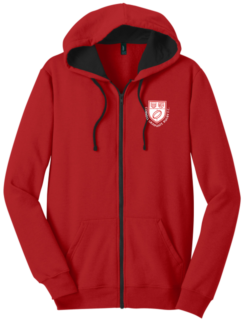 Cornell Graduate Rugby Full Zip Hoodie, Red