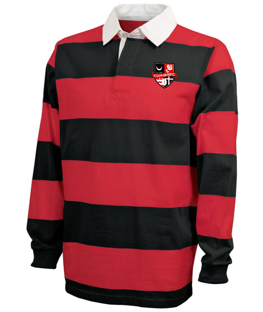 Black Red Rugby Polo For Cuawrfc