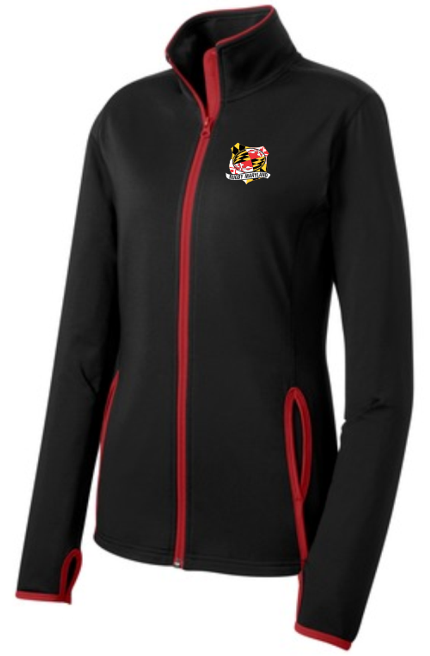 Women's cut full-zip top.