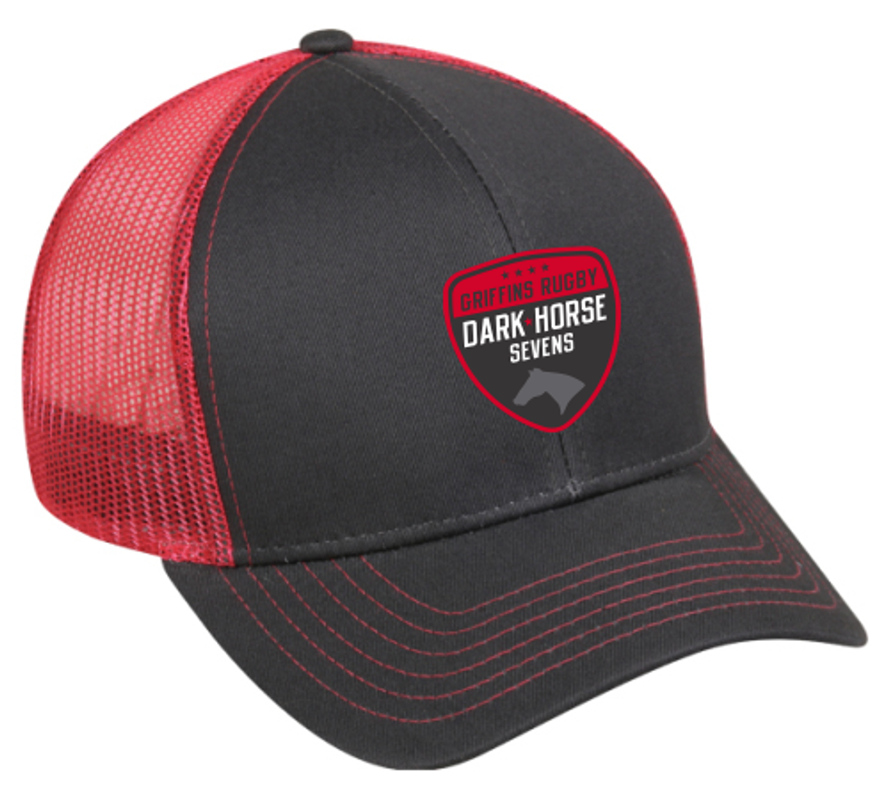 Dark Horse 7s Mesh-Back Adjustable Hat, Charcoal/Red