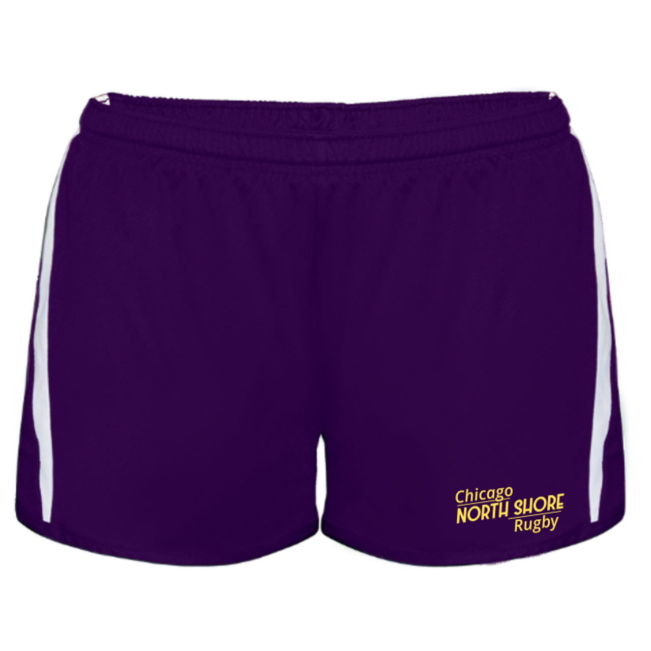 Chicago North Shore Ladies-Cut Gym Shorts, Purple/White