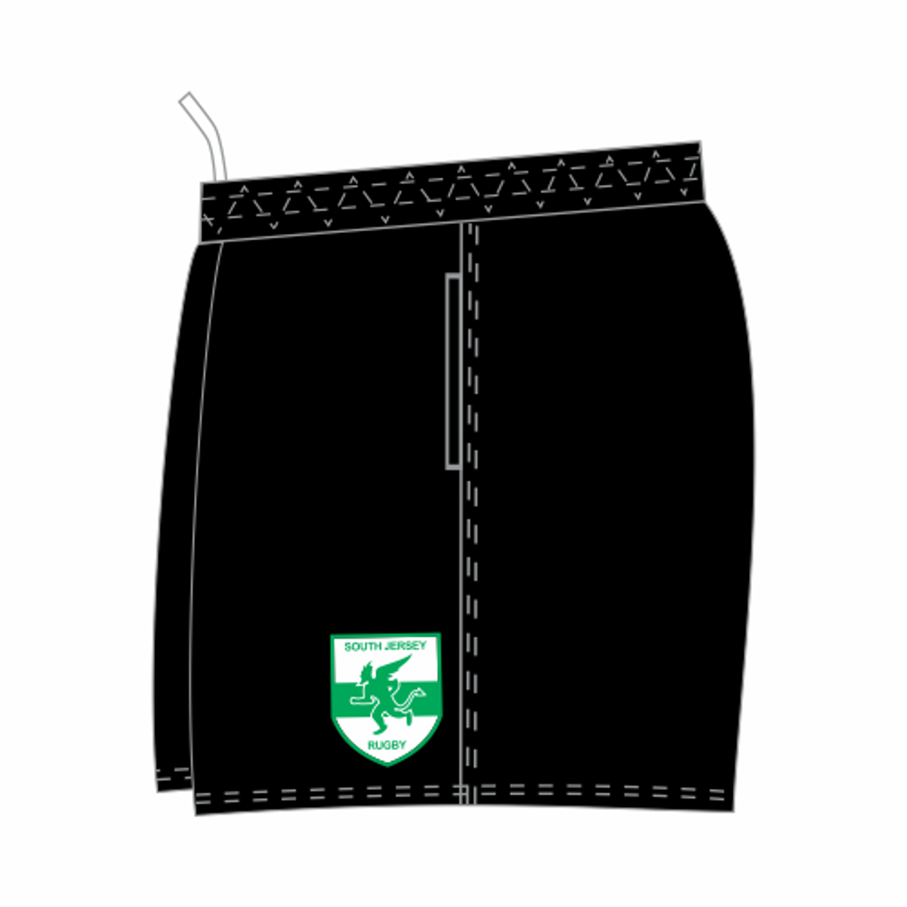 South Jersey RFC Pocketed Performance Rugby Shorts, Black