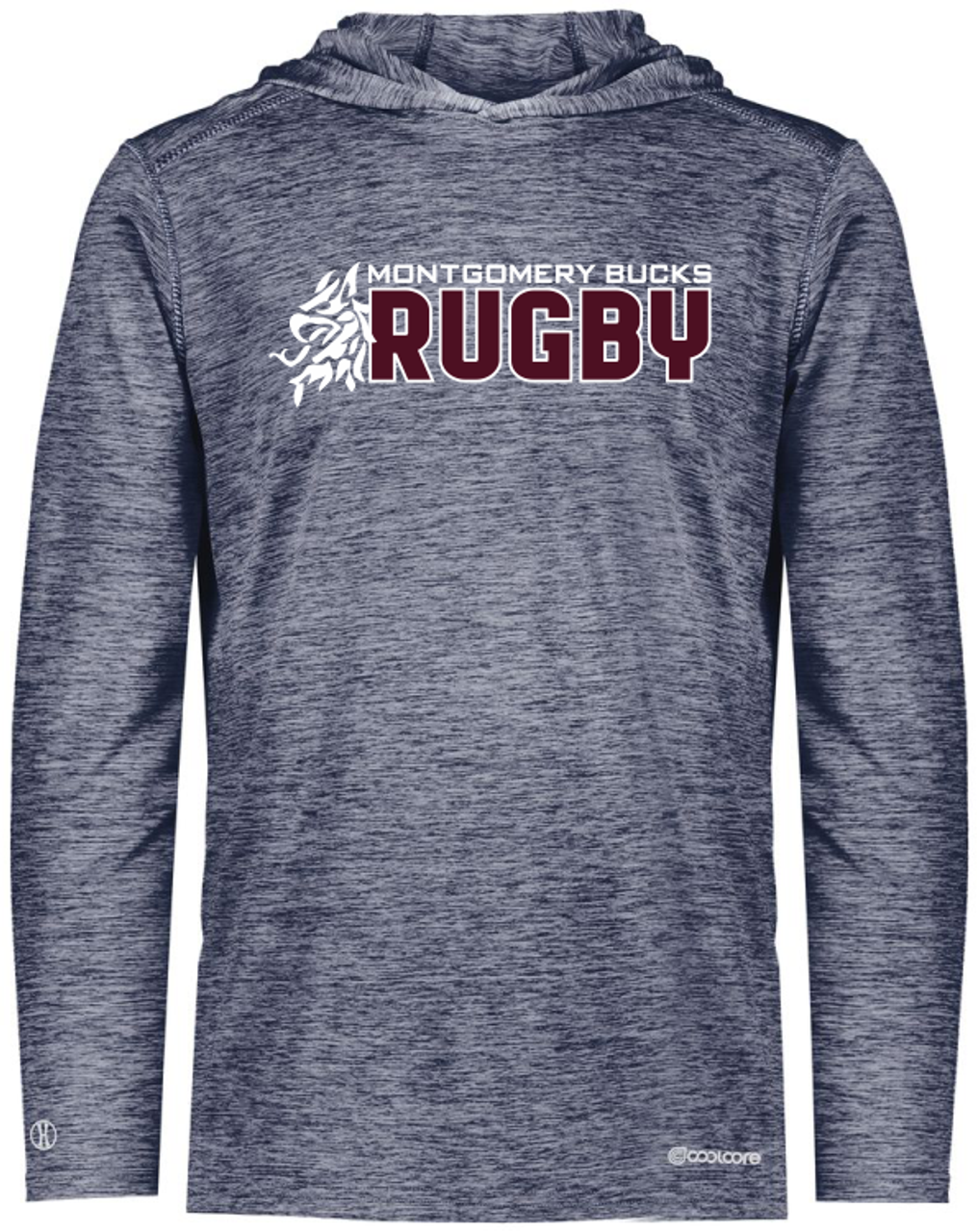 MB Rugby Hooded LS Performance Tee, Navy