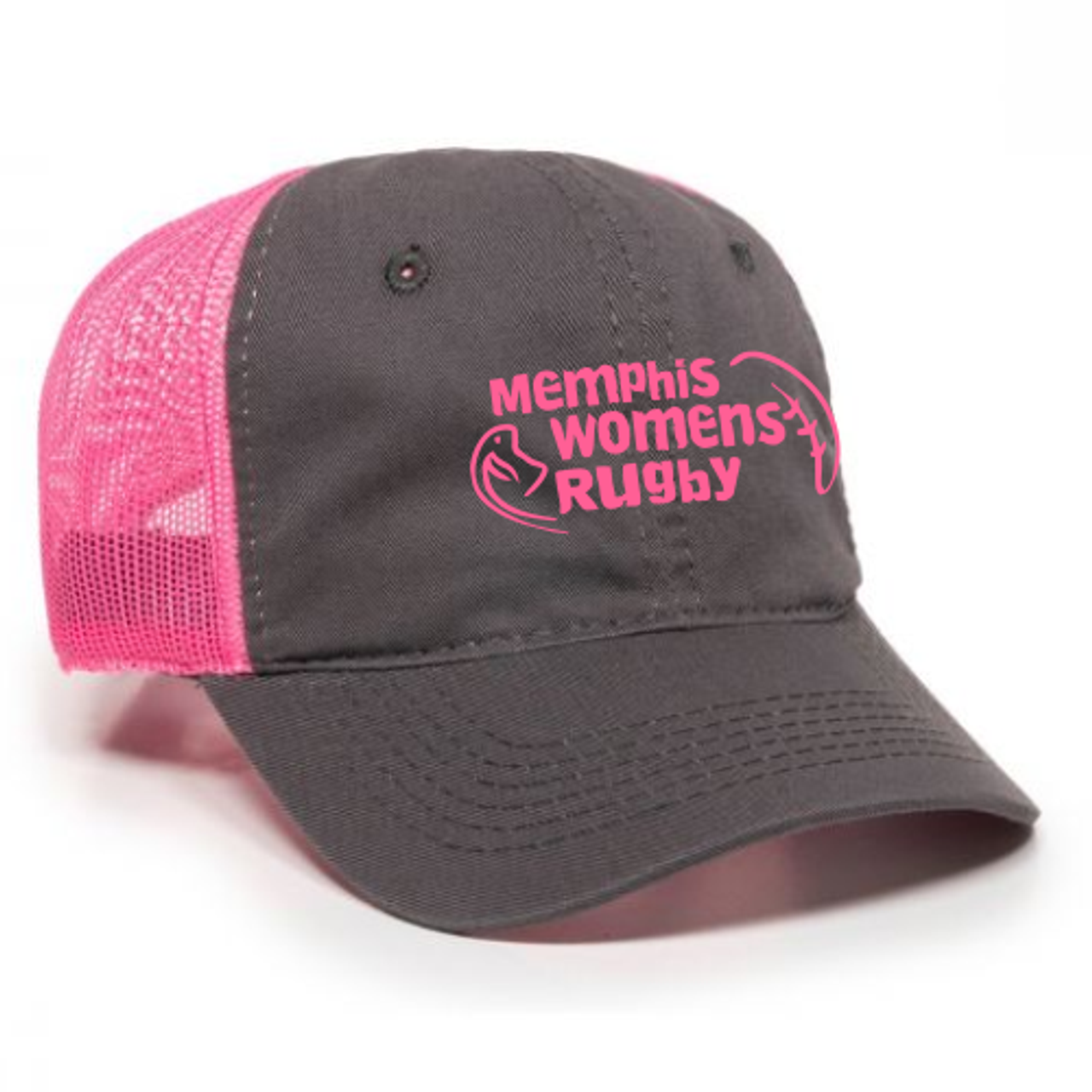 Memphis WRFC Mesh-Back Adjustable Hat, Charcoal/Neon Pink