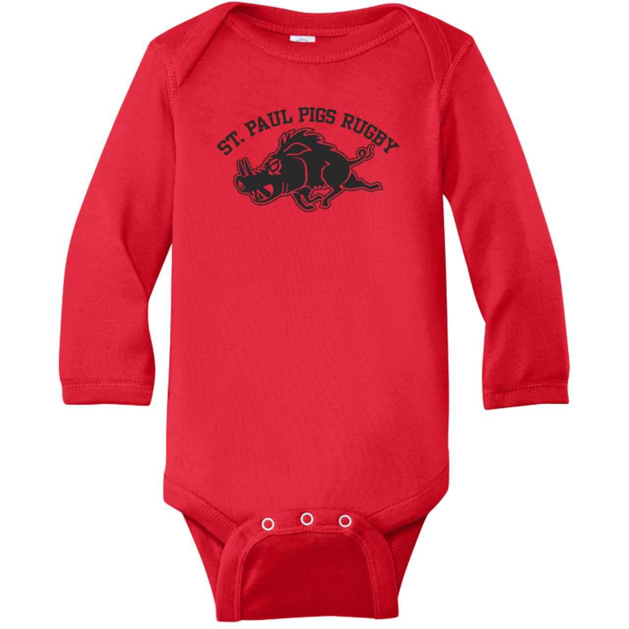 St. Paul Pigs Long-Sleeve Onesie, Red