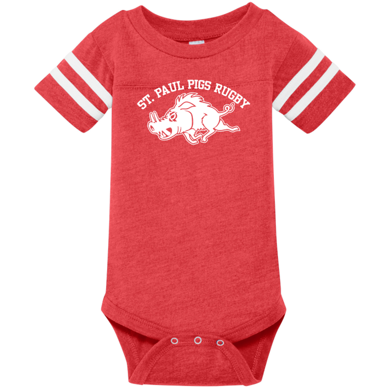 St. Paul Pigs Twin-Stripe Onesie, Red