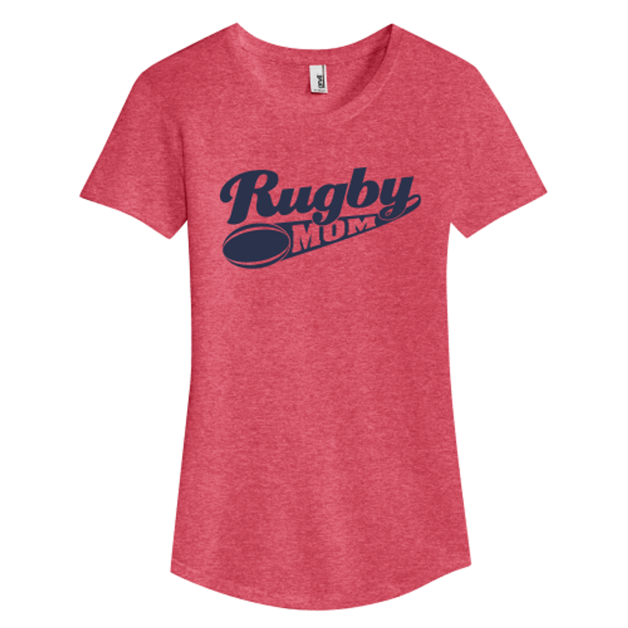 'Rugby Mom" Ladies-Cut Tee, Heathered Red