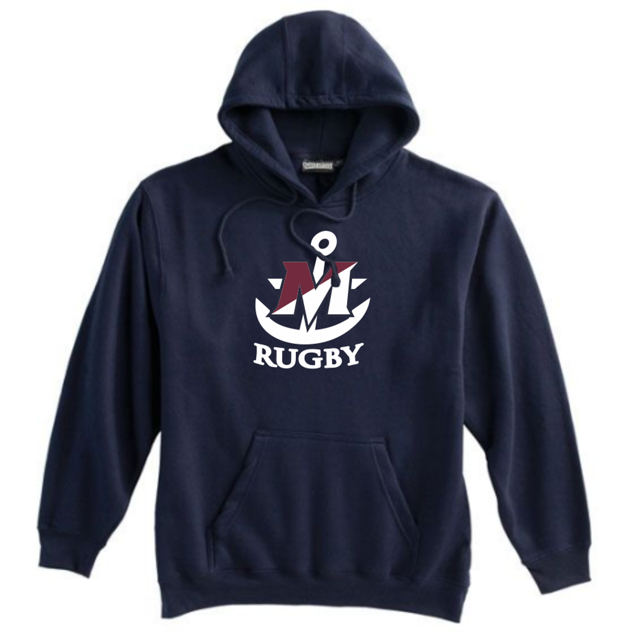 New York Maritime Rugby Anchor Logo Hoodie, Navy