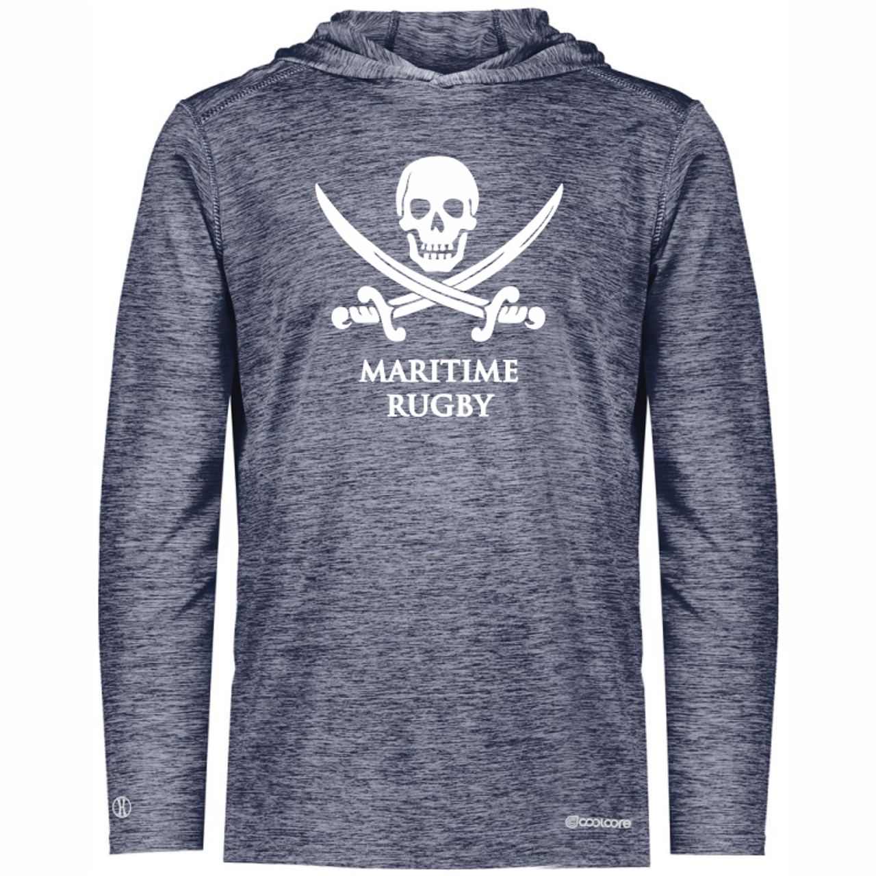 New York Maritime Rugby Hooded Performance Tee, Navy