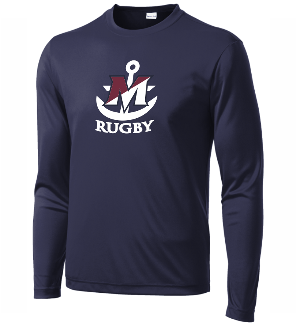 New York Maritime Rugby Anchor Logo Performance Tee, Navy