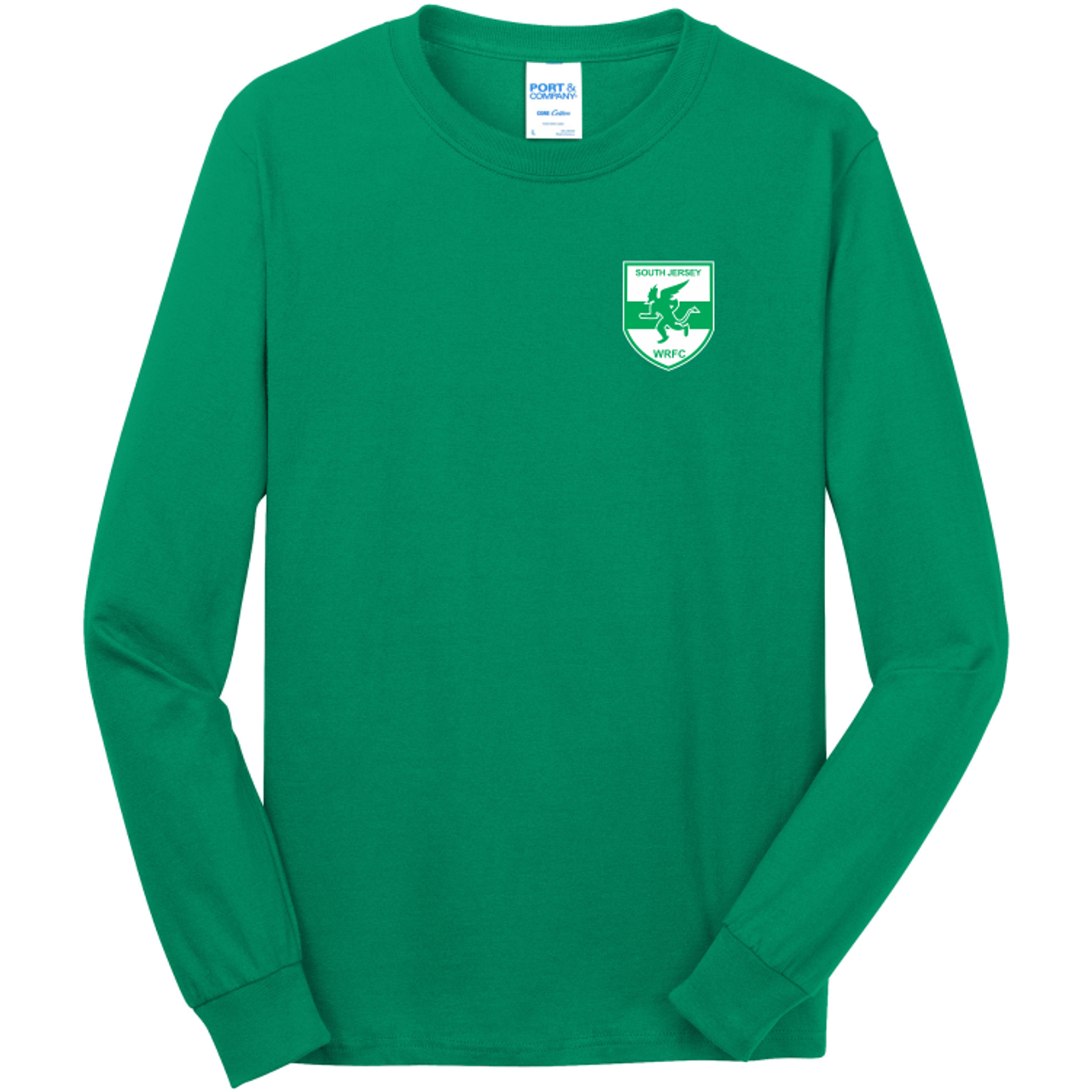 South Jersey WRFC LONG Sleeve T-Shirt w/ Crest,  Green