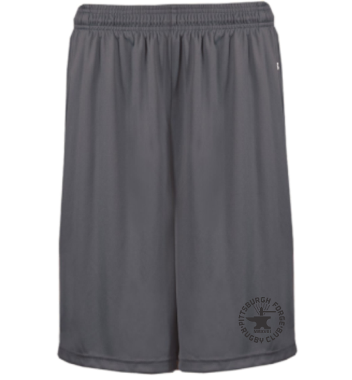 Forge Men's Pocketed Athletic Shorts, Graphite 7" inseam