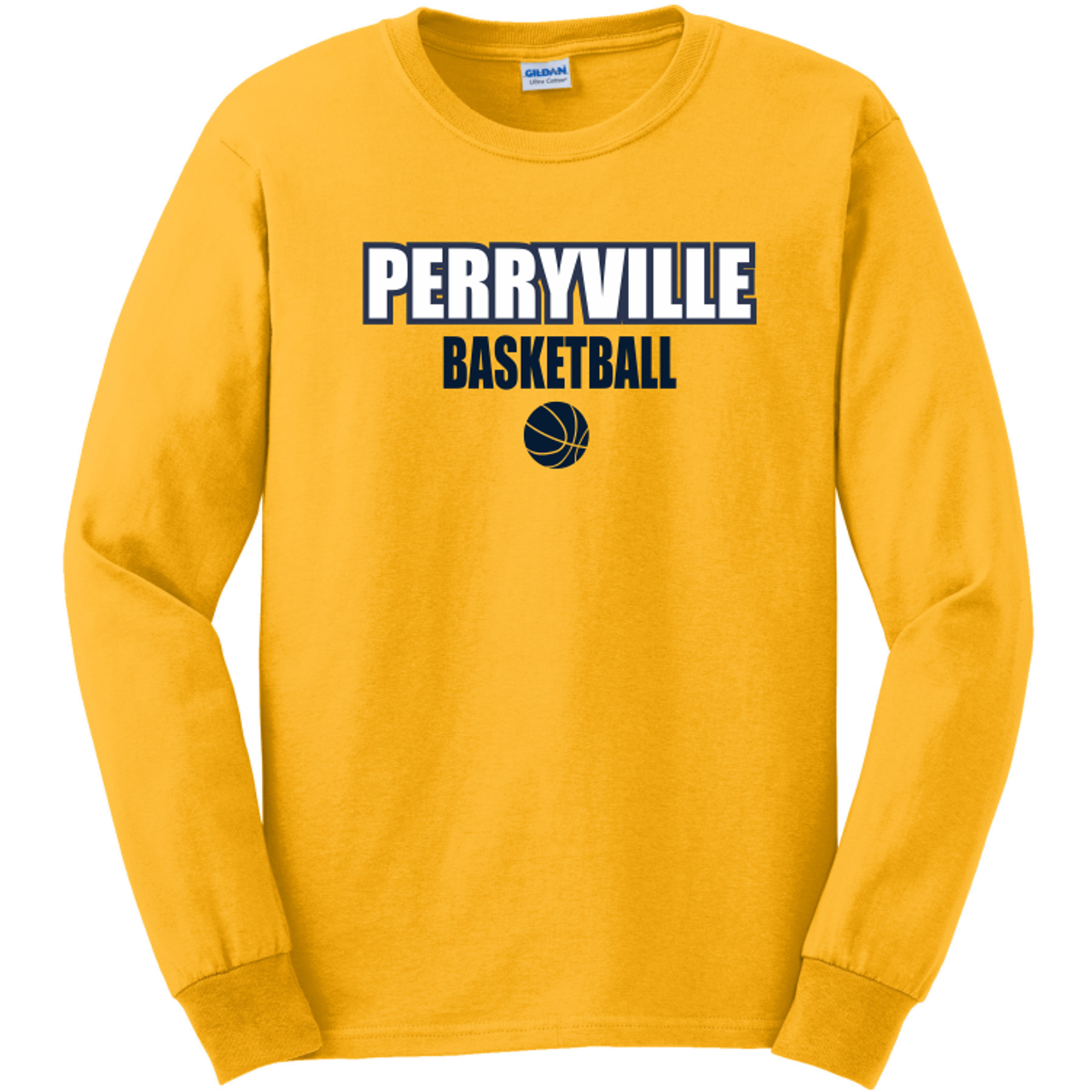 Perryville MS Basketball LONG Sleeve Tee, Gold